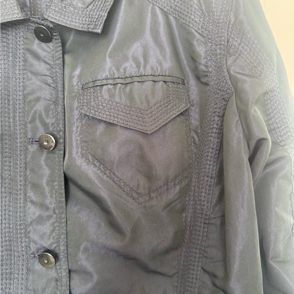 Chicos Sz 2 Womens Trucker Jacket Black Lightweight‎ Topstitching EUC! - Picture 6 of 10